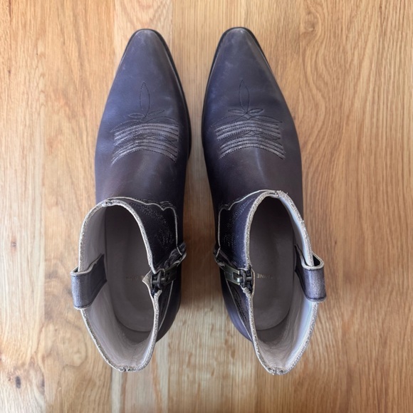 Anine Bing Axel Pointed Toe Distressed Leather Ankle Booties Size 7.5 - Picture 5 of 14